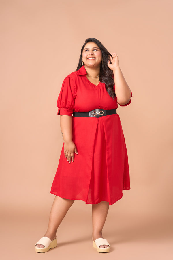 AM to PM Summer Dress (Red) (Includes belt)