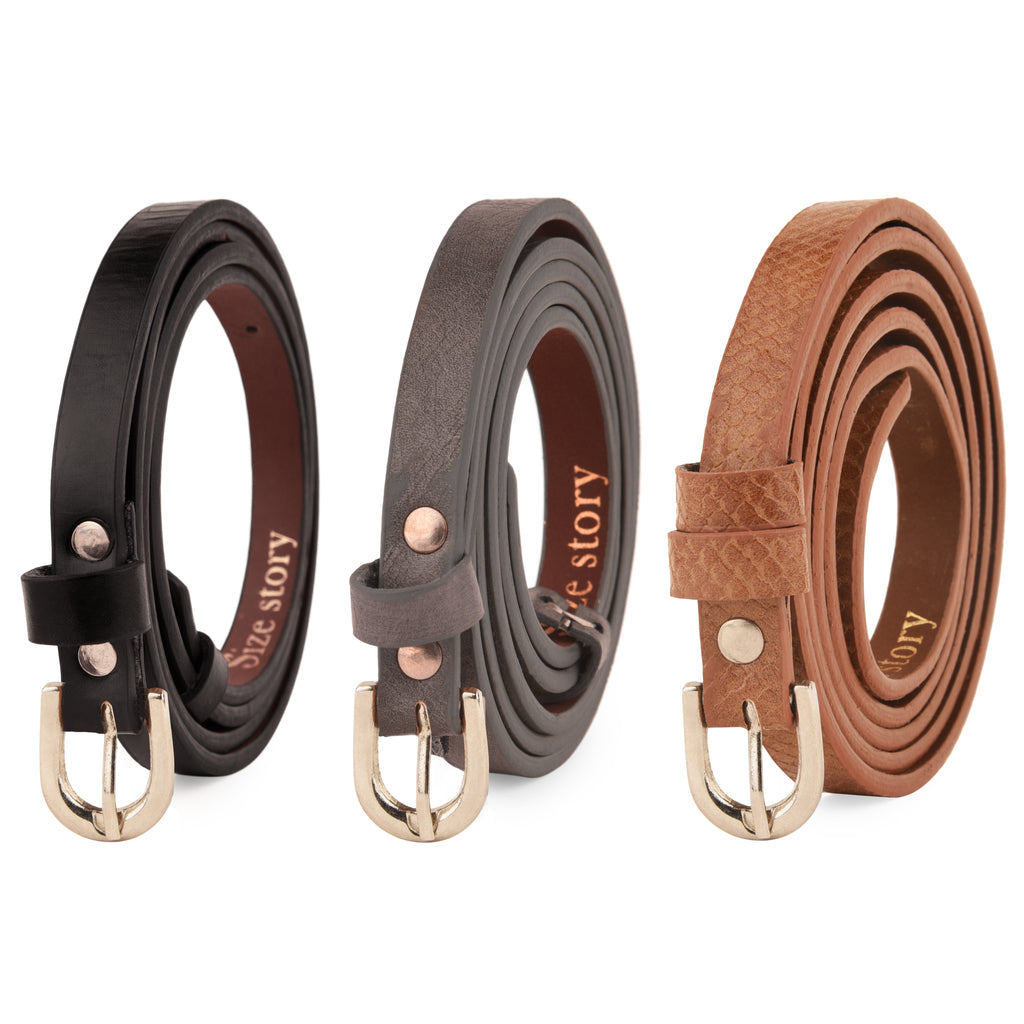 Faux Leather Belt (Combo of 3)